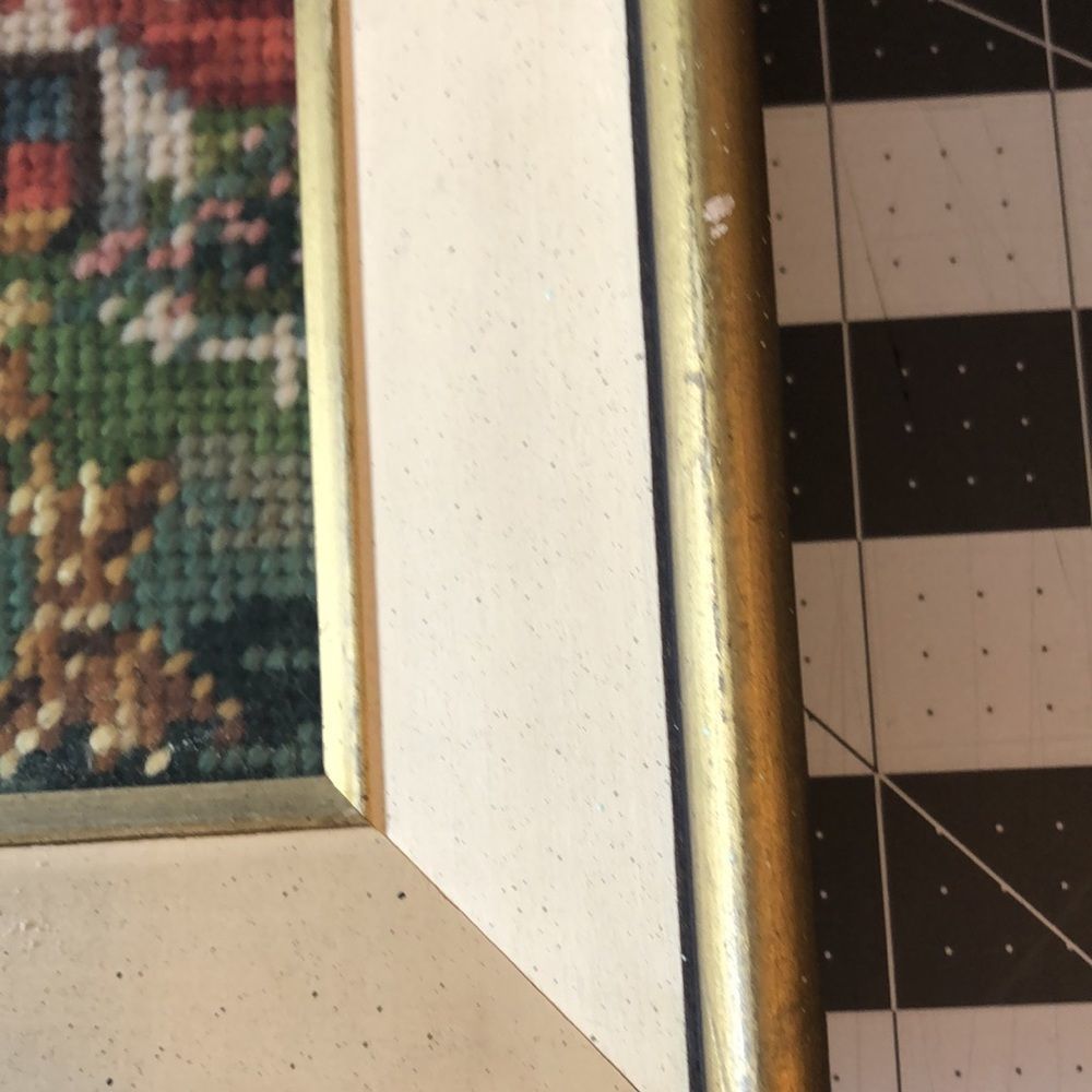 needlepoint of haystacks, farmhouse, autumn tree, silo/framed 10 1/2 x 8 1/2 - Picture 3 of 12